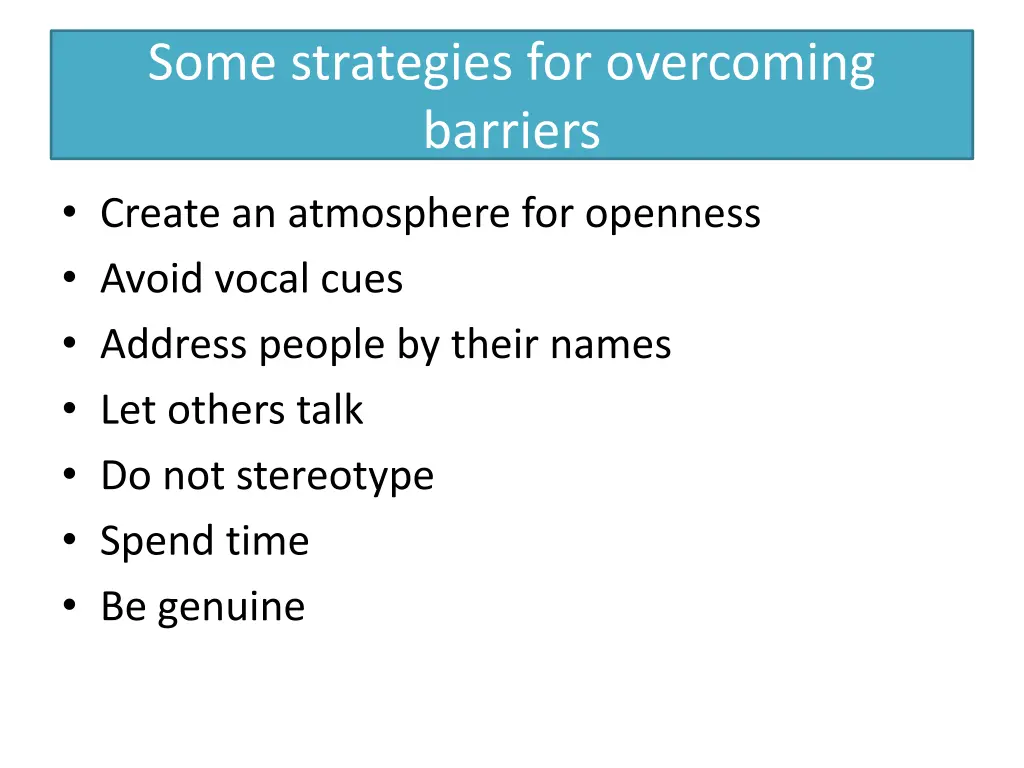 some strategies for overcoming barriers