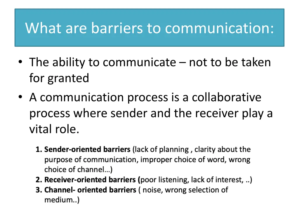 what are barriers to communication