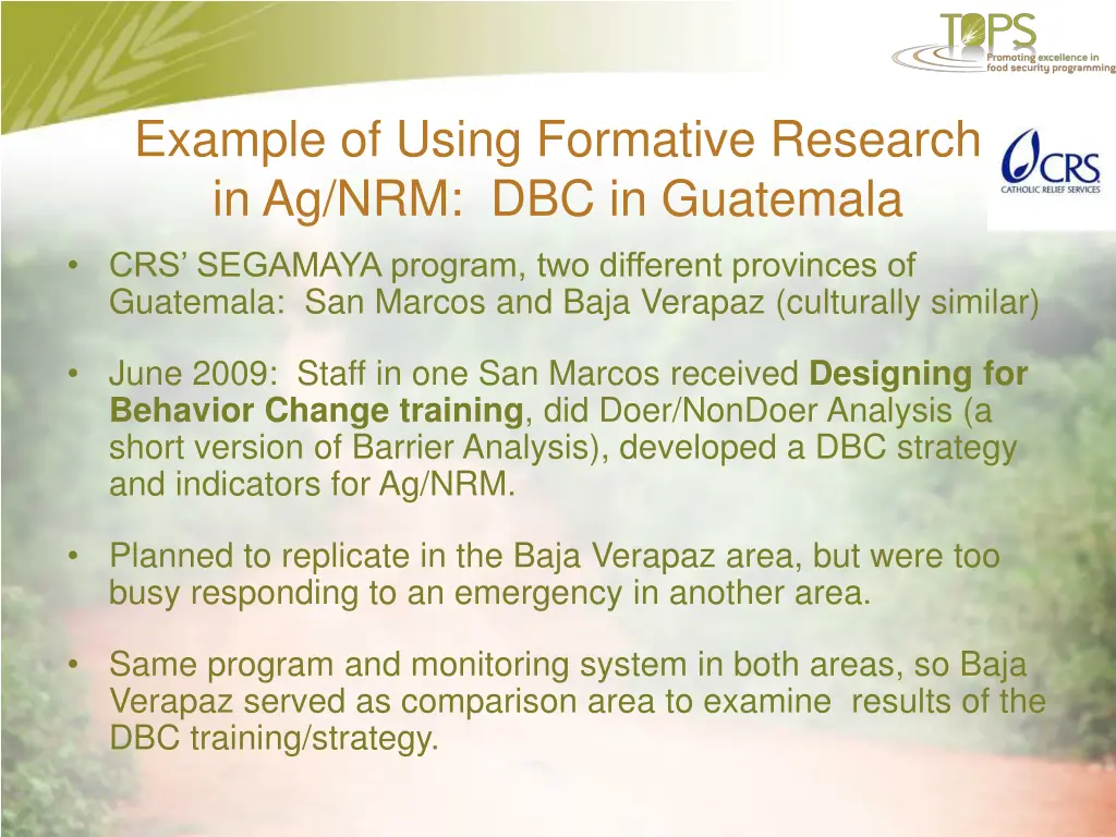 example of using formative research