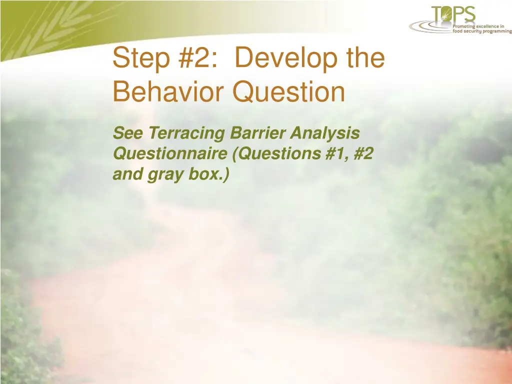 step 2 develop the behavior question