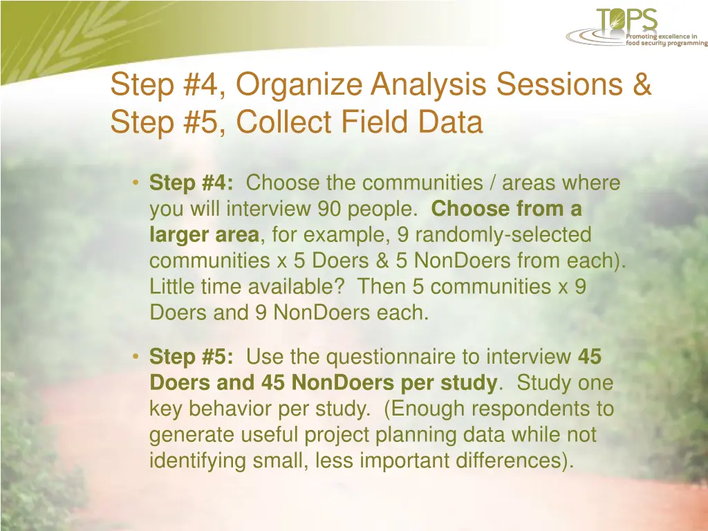 step 4 organize analysis sessions step 5 collect