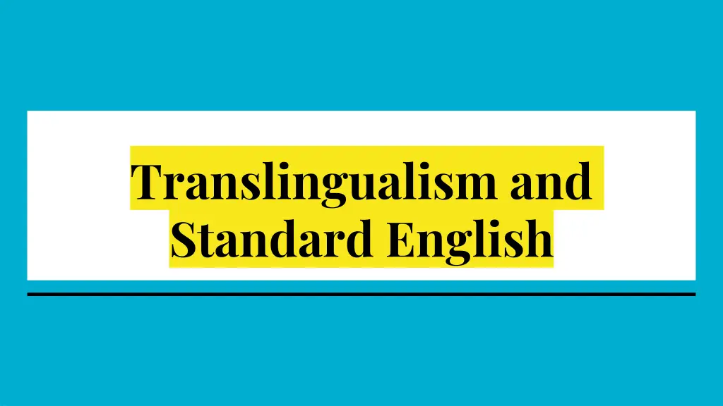 translingualism and standard english