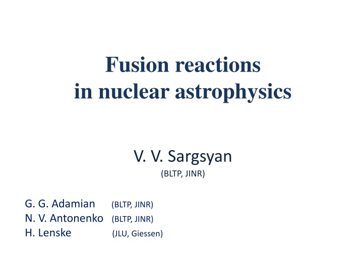 fusion reactions in nuclear astrophysics