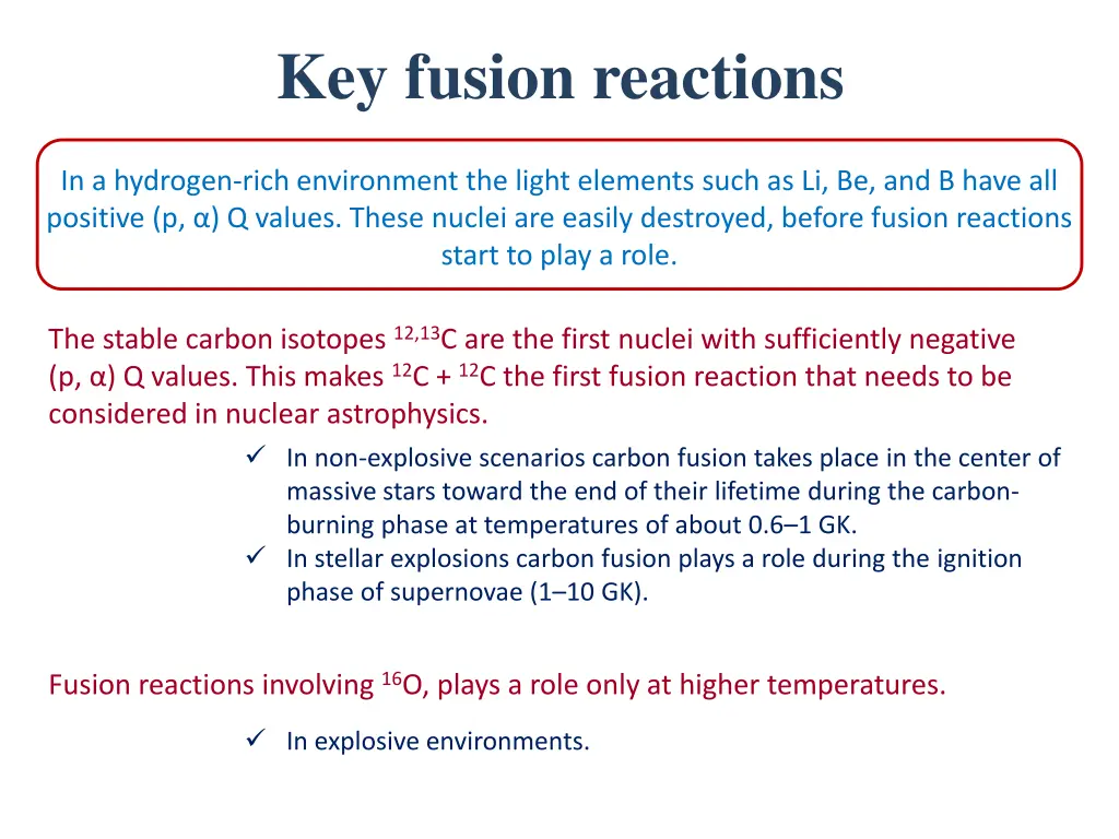 key fusion reactions