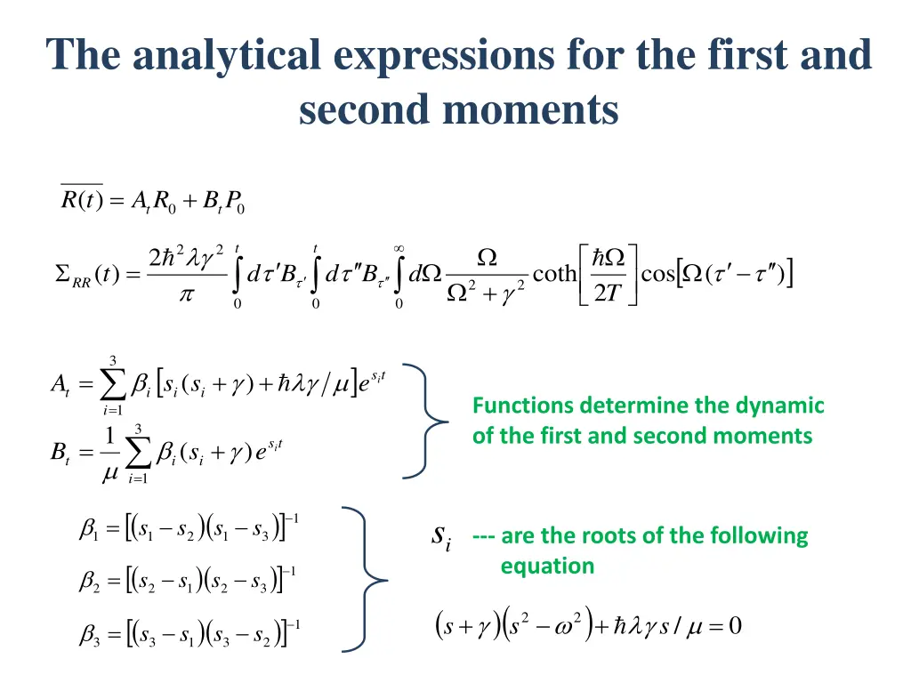 the analytical expressions for the first