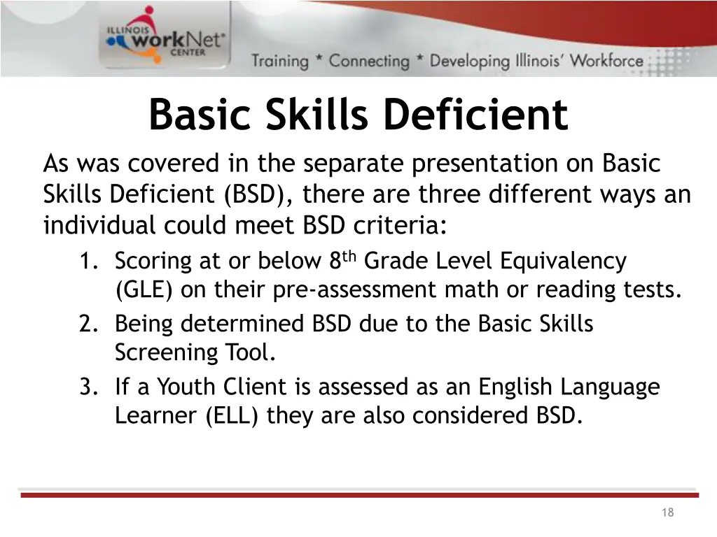 basic skills deficient as was covered