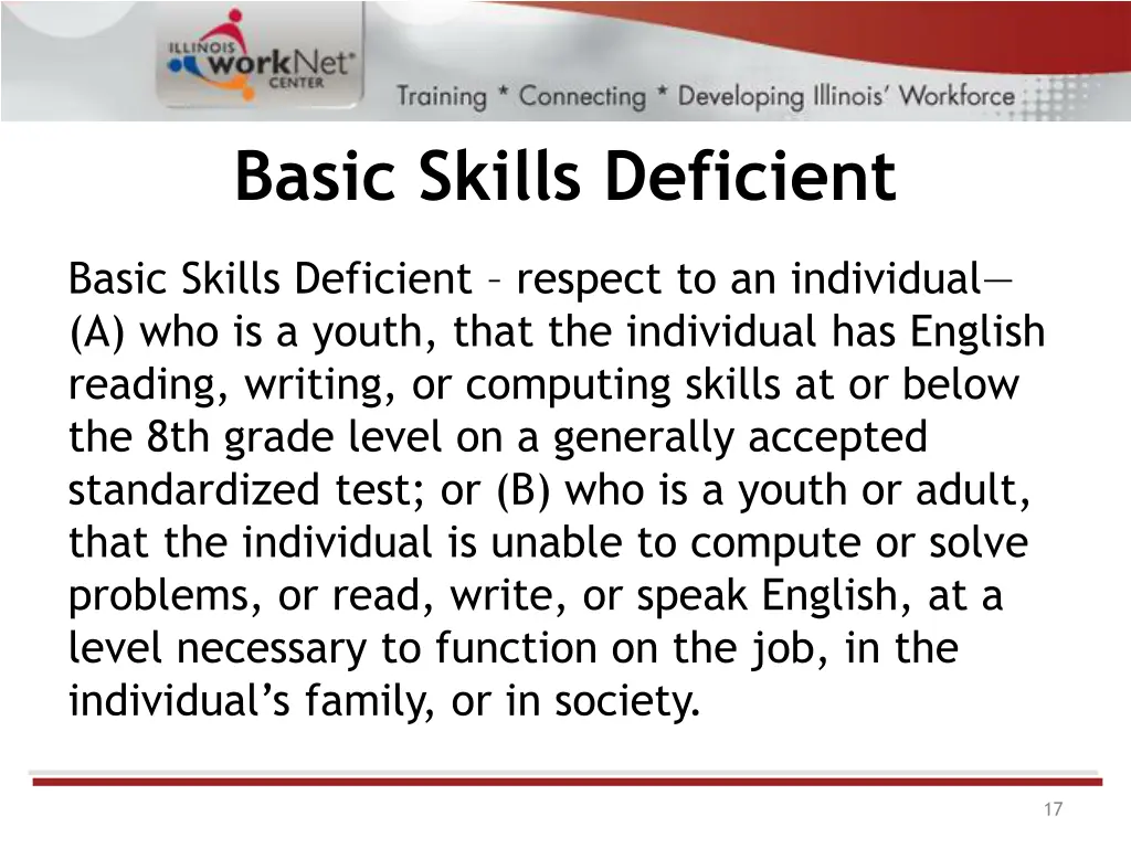 basic skills deficient