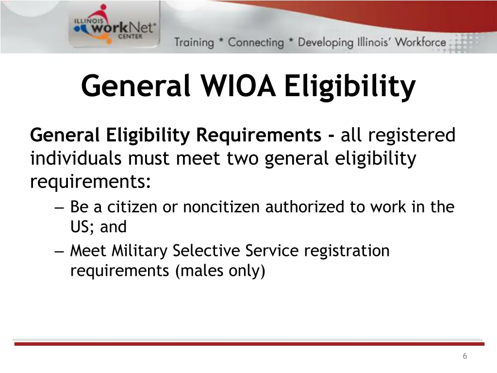 general wioa eligibility