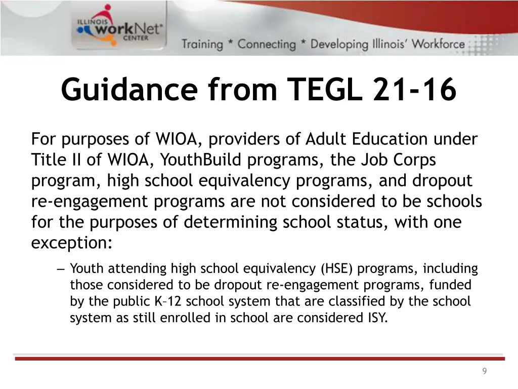 guidance from tegl 21 16