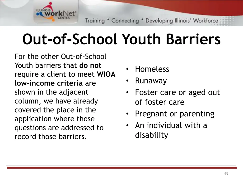 out of school youth barriers