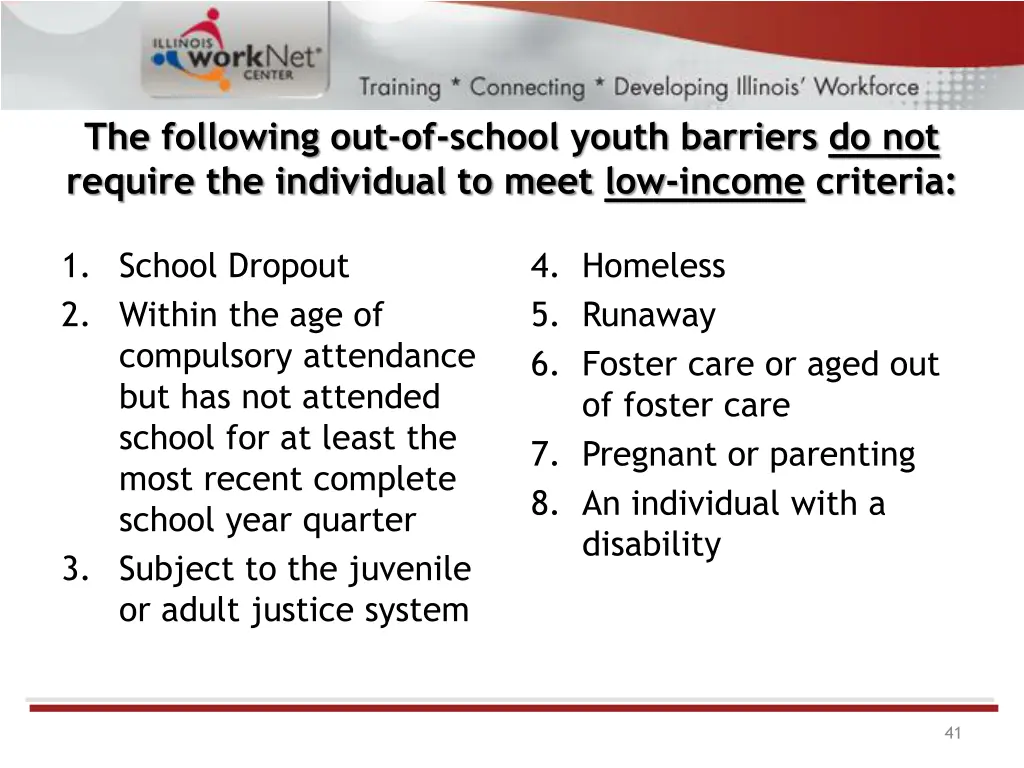 the following out of school youth barriers