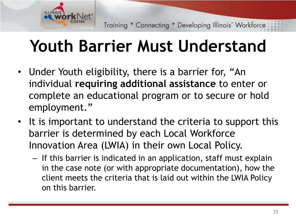 youth barrier must understand