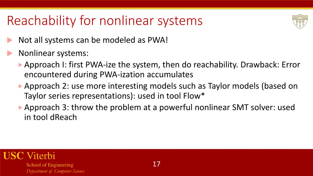 reachability for nonlinear systems