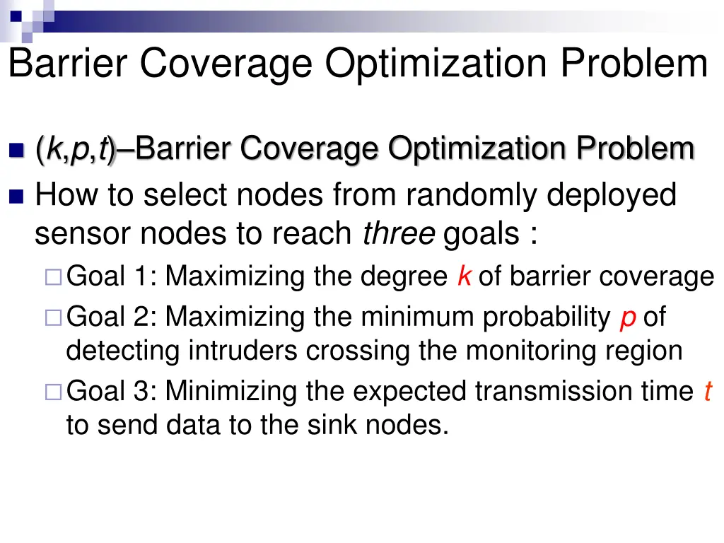 barrier coverage optimization problem 1