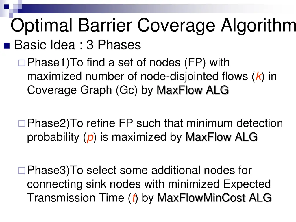 optimal barrier coverage algorithm basic idea