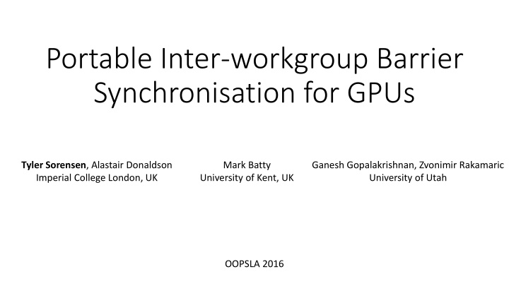 portable inter workgroup barrier synchronisation