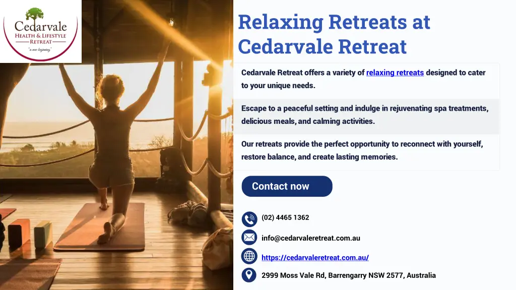 relaxing retreats at cedarvale retreat