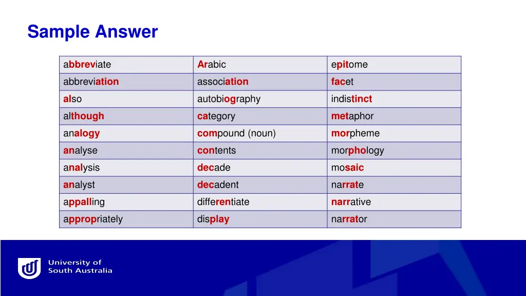 sample answer