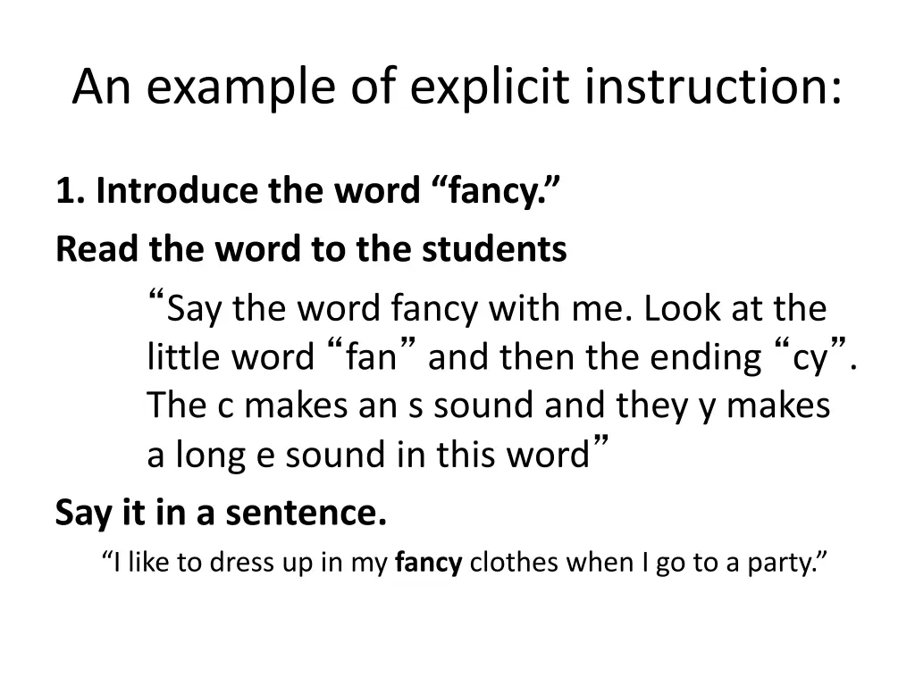 an example of explicit instruction