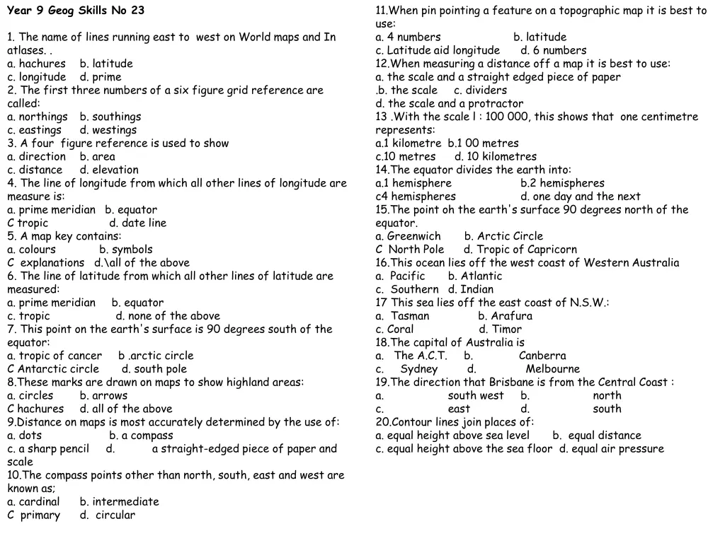 year 9 geog skills no 23