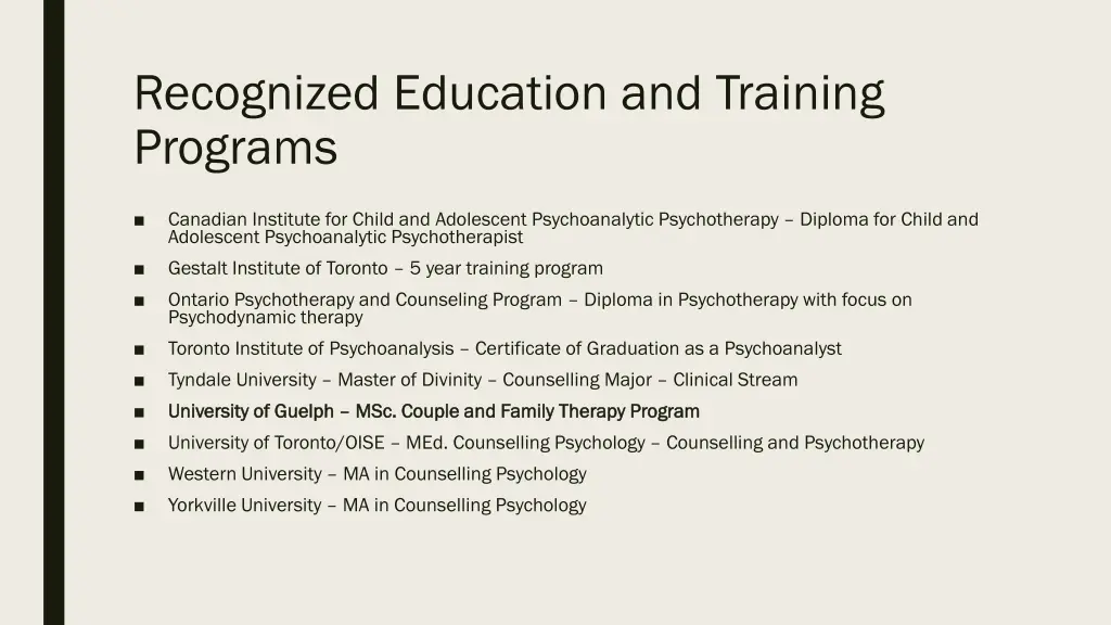 recognized education and training programs