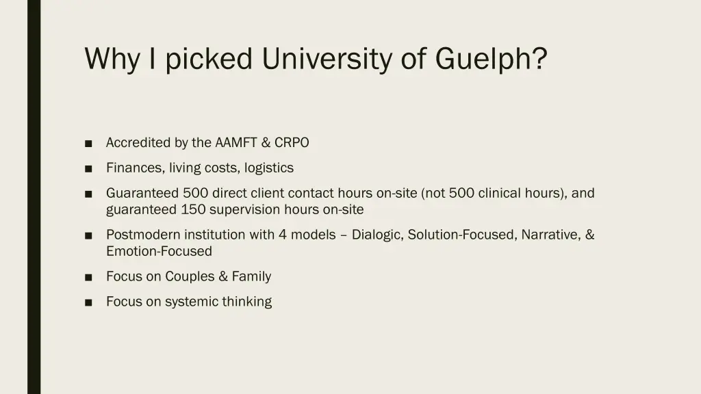 why i picked university of guelph