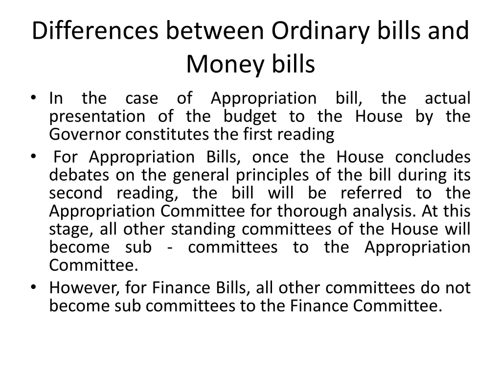 differences between ordinary bills and money