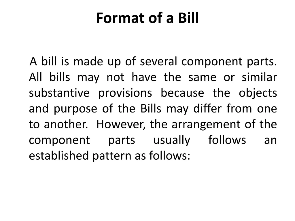 format of a bill