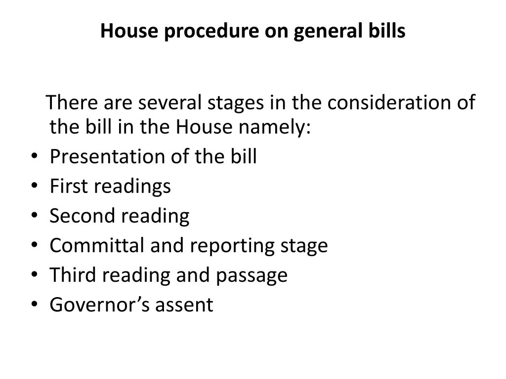 house procedure on general bills