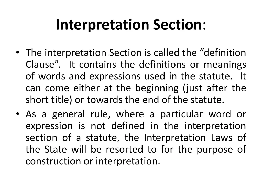 interpretation section