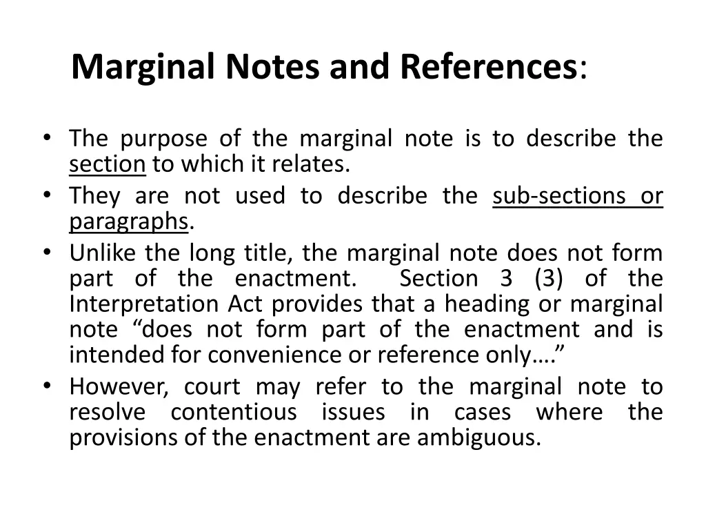 marginal notes and references