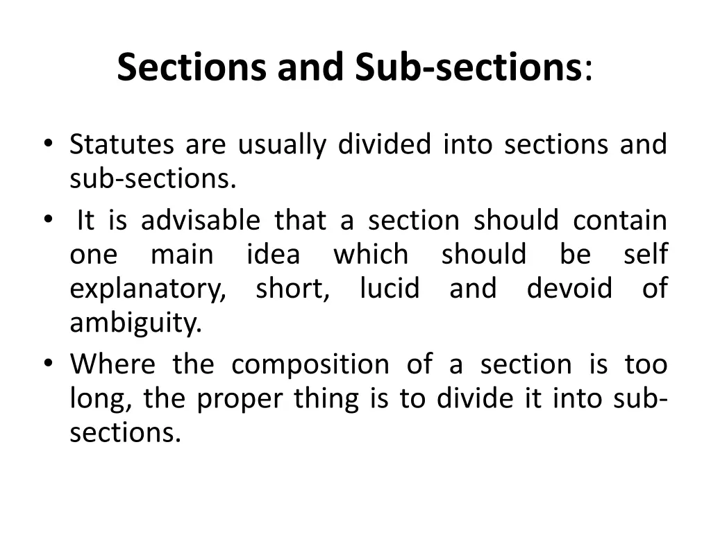 sections and sub sections