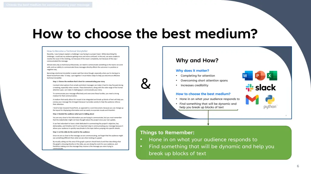 choose the best medium for communicating your 1