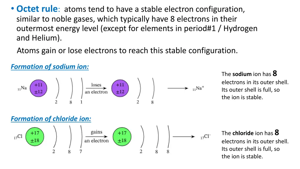 octet rule atoms tend to have a stable electron