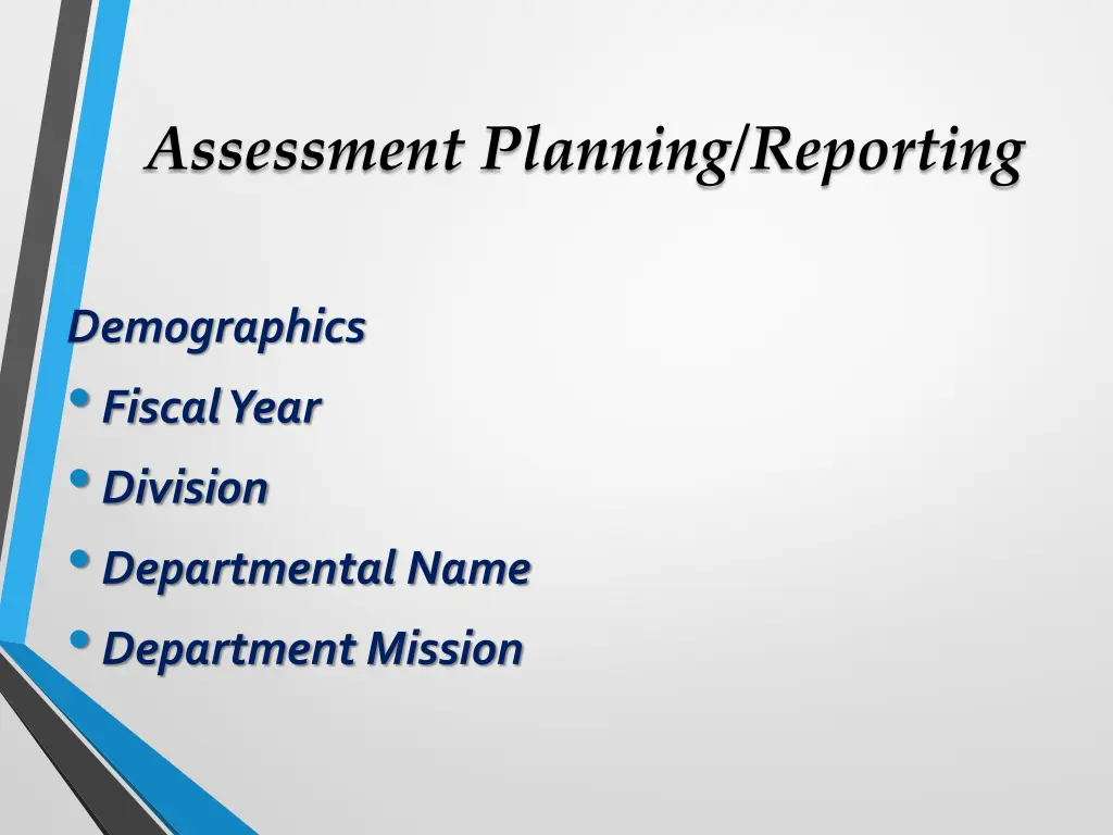 assessment planning reporting