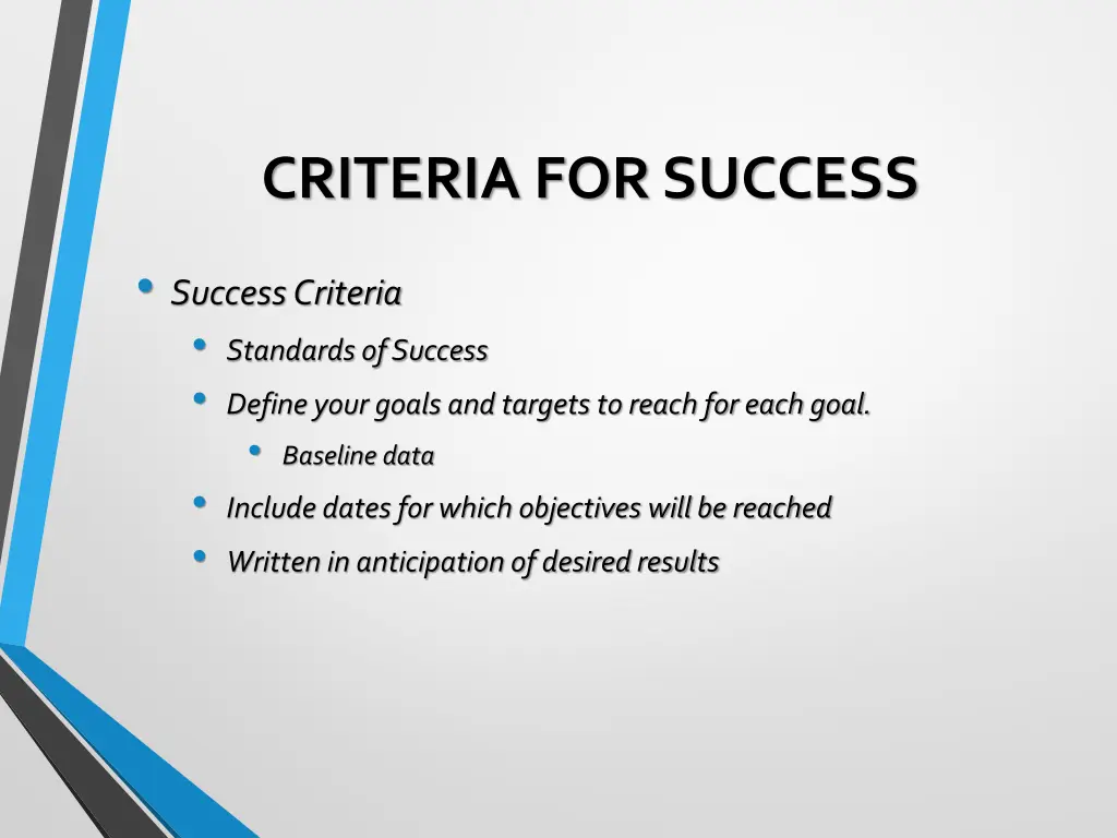 criteria for success