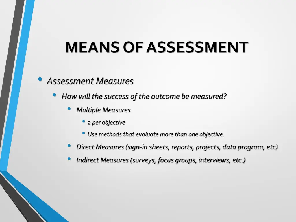 means of assessment