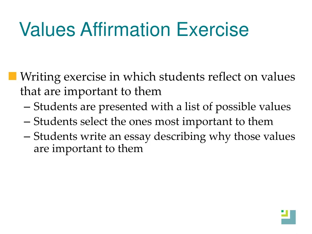 values affirmation exercise 1