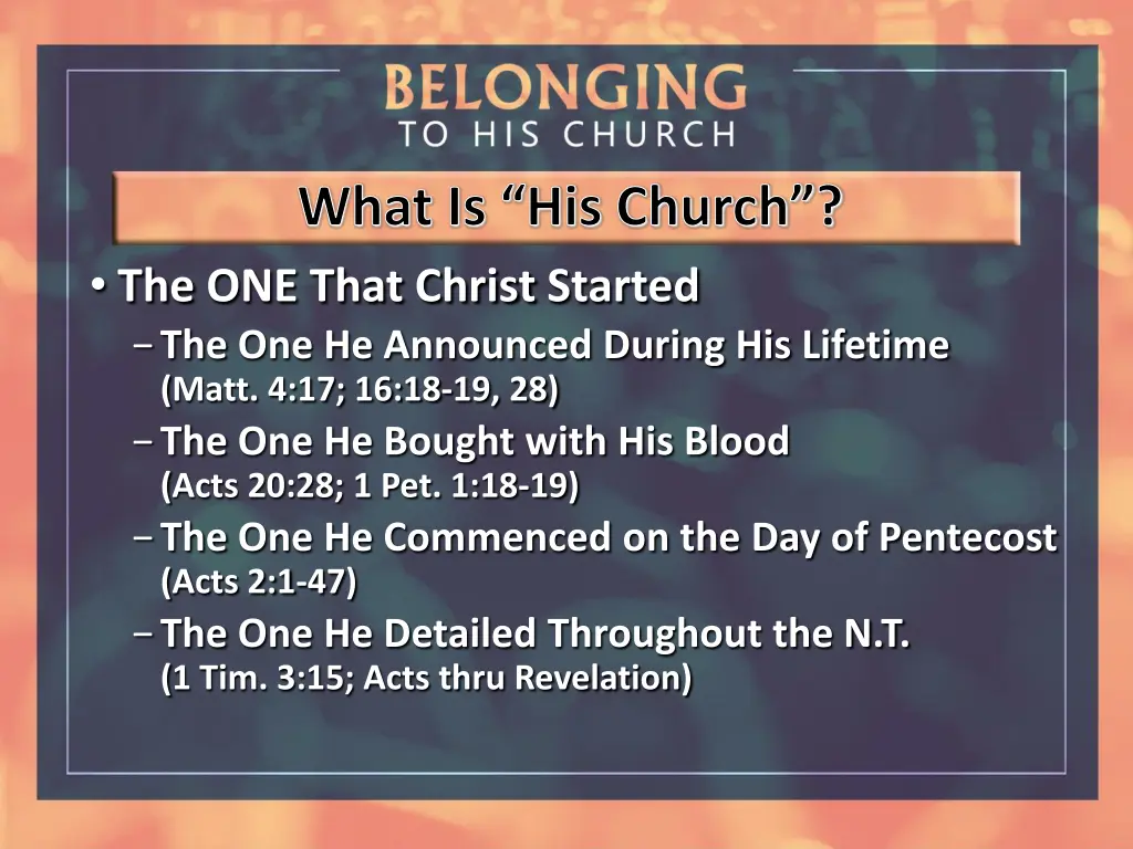 what is his church the one that christ started