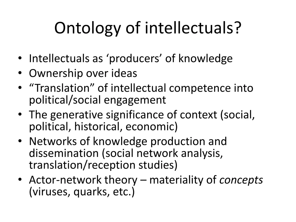 ontology of intellectuals