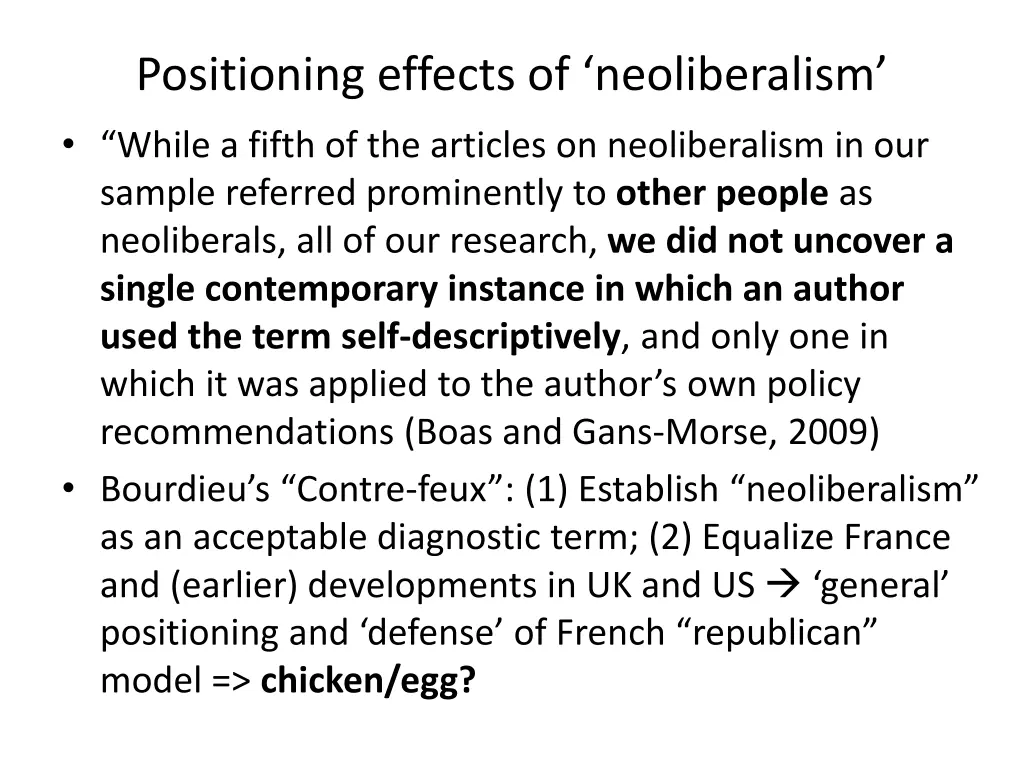 positioning effects of neoliberalism while