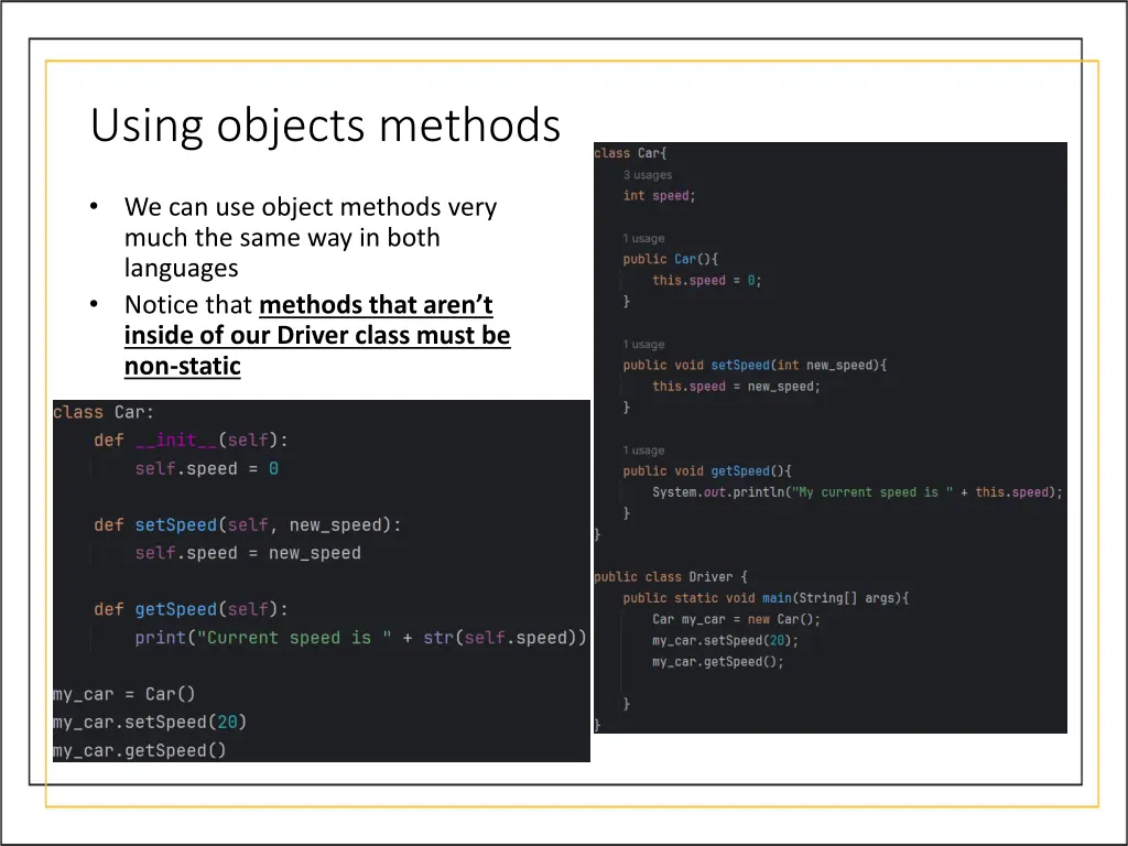 using objects methods