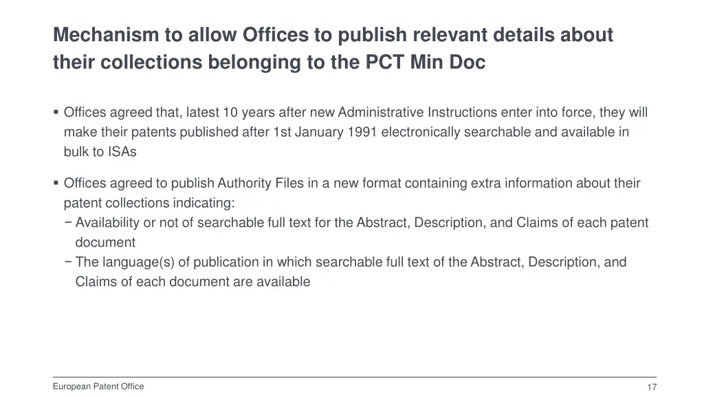 mechanism to allow offices to publish relevant