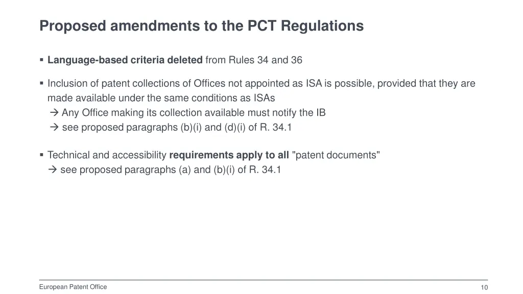 proposed amendments to the pct regulations 1