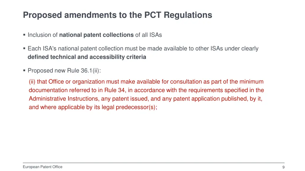 proposed amendments to the pct regulations