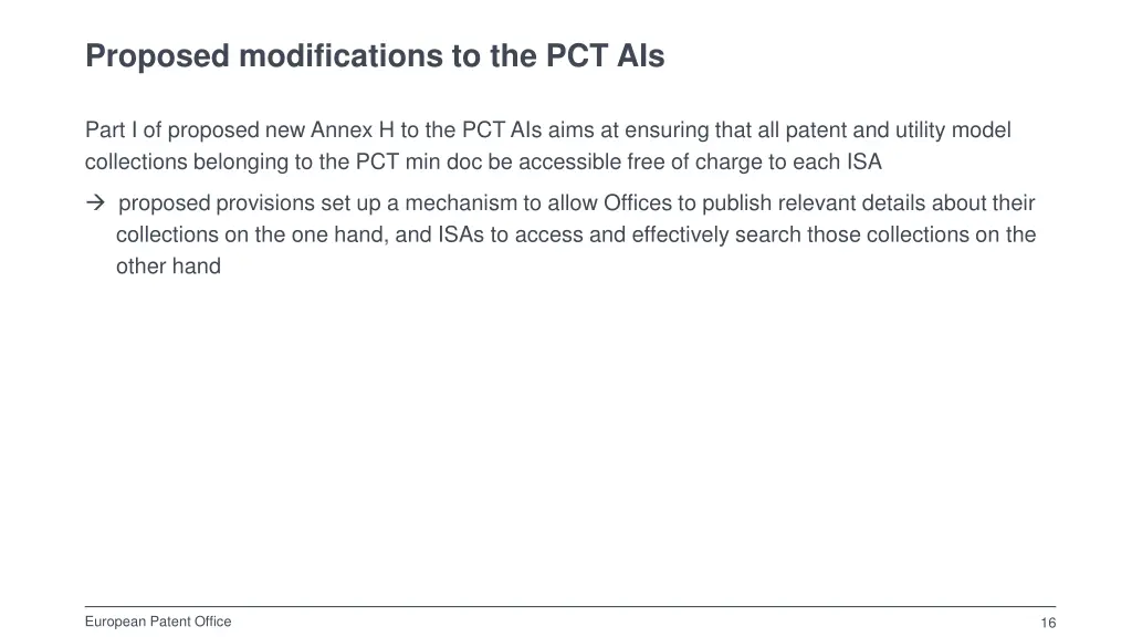 proposed modifications to the pct ais