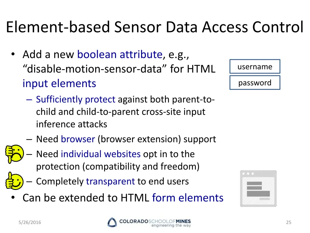 element based sensor data access control