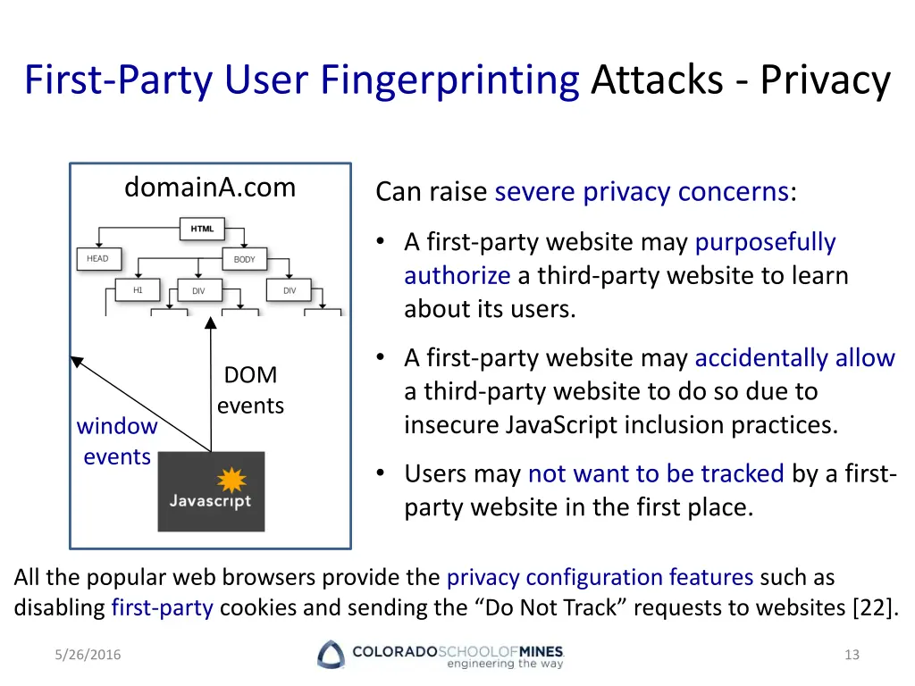 first party user fingerprinting attacks privacy