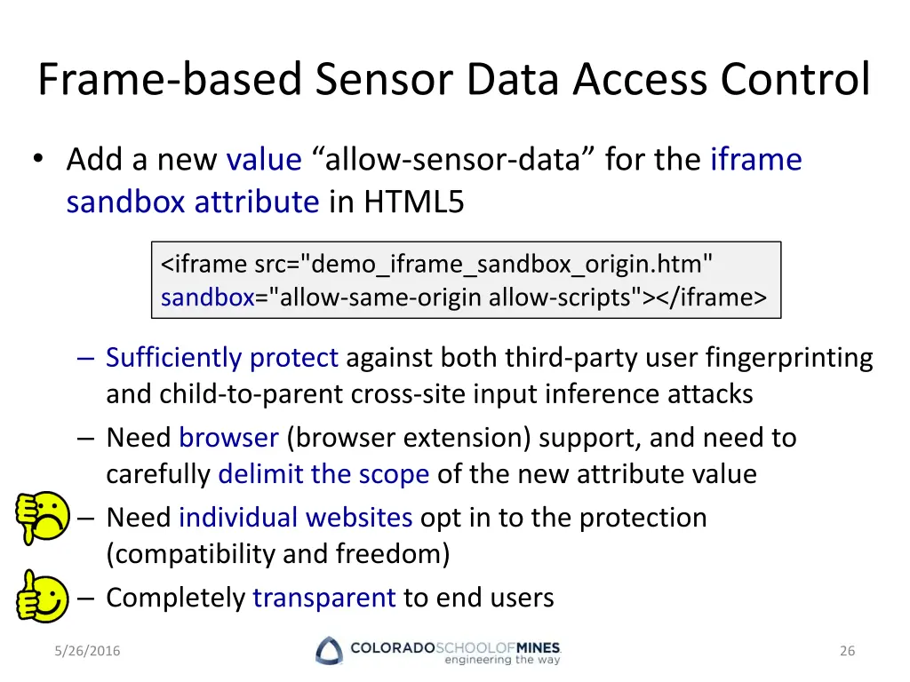 frame based sensor data access control