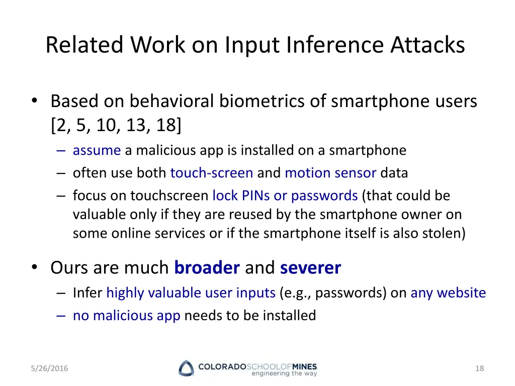 related work on input inference attacks